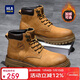 海瀾之家HLA男靴復古潮流馬丁靴男戶(hù)外秋冬工裝大黃靴子男 T121土黃色42