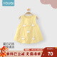 優(yōu)奇嬰兒衣服女童夏裝連體背心裙夏季公主裙純棉連衣裙女寶寶夏天裙子 小鴨黃色 80cm