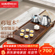 金灶（KAMJOVE）自動(dòng)上水整套茶具套裝 雞翅木實(shí)木茶盤(pán)功夫茶臺茶海電熱茶爐K-185 搭配F9 陶瓷茶具 茶渣桶