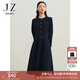 玖姿·安娜蔻法式小香風(fēng)圓領(lǐng)修身挺括質(zhì)感連衣裙女冬款 丈青 M