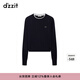 DZZIT地素長(cháng)袖針織衫2025年春季復古簡(jiǎn)約假兩件通勤百搭上衣女 深藍色 XS