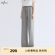 伊芙麗（eifini）【早八神褲】蔣欣代言品質(zhì)顯瘦拖地長(cháng)褲2025春季新款褲子小個(gè)版 淺灰 小個(gè)子版 S 80-105斤