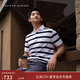 Tommy Hilfiger【透氣舒適】夏季男珠地棉美式寬條紋翻領(lǐng)短袖T恤POLO