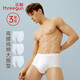 三槍男士?jì)妊澲欣夏昙兠奘婺w棉羅紋寬松彈力全棉高腰三角褲[2/3條裝] 特白+特白+特白 單條包裝 3條 L (170) 適合90-110斤