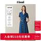 ELAND衣戀牛仔連衣裙女v領(lǐng)抽褶泡泡袖收腰腰帶裙子2025夏季新款 中牛仔色(01)M/Indigo L /170