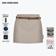 ANN ANDELMAN【明星同款】官方直營(yíng)高腰a字半身裙女包臀修身配腰帶毛呢短裙子 杏色 XS
