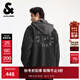 杰克·瓊斯（JACK&JONES）秋冬季男裝大衣夾克外套潮時(shí)尚略寬松連帽可拆卸字母貼2254O3013 E40黑色 M