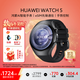 華為（HUAWEI）WATCH 5智能手表高端款男士女士航天級鈦合金表殼素皮復合表帶X-TAP智感窗鴻蒙AI腕上小藝eSIM通信 46mm蒼穹黑丨黑色氟橡膠表帶丨不銹鋼表殼