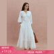 Fabrique月光白刺繡純棉蕾絲V領(lǐng)七分袖上衣半裙套裝2025夏季新品 套裝 XS /P