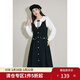 獨束大碼女裝小香風(fēng)吊帶背心裙女冬裝新款撞色織帶高腰中長(cháng)款A字裙 黑色 M