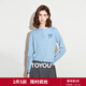 初語(yǔ)蝴蝶結刺繡針織衫圓領(lǐng)上衣女2025秋季新款撞色減齡開(kāi)衫 天藍色 L