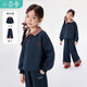 小茵曼【時(shí)尚格紋翻領(lǐng)套裝】秋季青少年運動(dòng)衛衣長(cháng)褲子兩件套潮拜年服