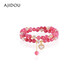 阿吉豆手鏈女多層玫紅國風(fēng)串珠飾品愛(ài)心吊墜金飾點(diǎn)綴顯白百搭禮物