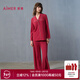 愛(ài)慕紅色本命年家居服套裝女海藻家居服翻領(lǐng)開(kāi)襟睡衣睡褲套裝AM46A292 紅色JF0 M (165)