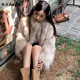 她芙（tafu）品牌女裝狐貍毛皮草外套女2025冬季新款小個(gè)子韓版氣質(zhì)仿毛毛大衣 米灰雙色 M