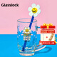 GLASSLOCK&wigglewiggle聯(lián)名玻璃杯女生水杯高顏值創(chuàng  )意卡通杯贈攪拌棒410ml