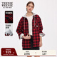 Teenie Weenie小熊女裝2025秋新款復古學(xué)院風(fēng)潮流格紋撞色連帽襯衫 紅色 S 160