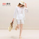 美標新款可外穿九分袖短褲睡衣套裝女春夏重工刺繡新中式可外穿家居服 羽白 2XL （175/96A）
