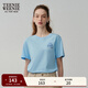 Teenie Weenie小熊女裝春裝清新簡(jiǎn)約圓領(lǐng)短袖T恤休閑通勤學(xué)院上衣 淺藍色 160/S