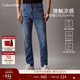 Calvin KleinJeans四季款男士美式休閑潮流復古ck貓須磨白洗水楔形錐形牛仔褲 1A4-牛仔淺藍 31