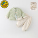 G.duck小黃鴨周歲衣服男女寶寶新中式抓周禮服春秋季嬰兒套裝百日宴唐裝 25711淺綠【秋冬夾棉】 加絨 90 建議9個(gè)月-1歲20-25斤