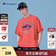 Champion冠軍情侶T恤夏季新款短袖男露營(yíng)印花寬松白色上衣女 紅色 M