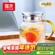 富光耐熱玻璃涼水壺大容量家用果汁杯花茶杯茶壺冷水壺錘紋壺1200ML