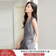 香影老錢(qián)風(fēng)灰色西裝外套女高級感2026春季新款簡(jiǎn)約通勤正肩小西服 馬夾套裝T851031 M