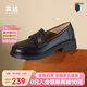 森達樂(lè )福鞋女牛皮英倫風(fēng)軟底不累腳上班一腳蹬小皮鞋單鞋 黑色 38