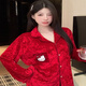 LULU CARTER金絲絨睡衣女2025新款冬季紅色本命年甜美可愛(ài)少女家居服 紅色 M 建議80-100斤穿