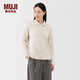 MUJI女式 羊毛混毛圈花式線(xiàn)POLO針織衫毛衣女裝上衣25年冬季 BA1QLA5A 燕麥色 L (165/88A)
