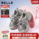 百麗（Belle）周雨彤同款藍鯨高幫老爹鞋女26春紅色商場(chǎng)厚底休閑鞋E8X1DAM6預售 灰色低幫-單里 36