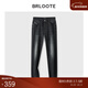 巴魯特（Brloote）牛仔褲男時(shí)尚修身簡(jiǎn)約百搭彈力青年休閑褲秋冬 黑色 170/78A