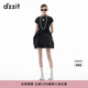 DZZIT地素連衣裙春秋新中式提花工藝短袖裙子女 黑色 M