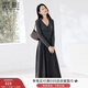 香影深灰色針織拼接連衣裙女2026春季新款氣質(zhì)v領(lǐng)假兩件收腰裙子 深灰 L 165/88A/110-125斤