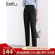 百圖betu女裝秋季新款休閑褲時(shí)尚氣質(zhì)高腰隱形紐扣九分褲2407T57 炭灰 L