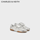 CHARLES&KEITH26春新品情人節系列休閑蕾絲德訓鞋生日禮物CK1-71960032-1 Silver銀色 39 （250）
