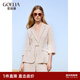 歌莉婭真絲西裝外套女桑蠶絲提花通勤正裝1C7L6M750 15W甜杏色 M