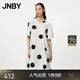 JNBY/江南布衣秋冬連衣裙波點(diǎn)短袖寬松V領(lǐng)全棉中長(cháng)款時(shí)尚5N7G13460 199/白底多彩花型 S