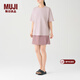MUJI男女通用 珠地網(wǎng)眼 T恤 男式女式 無(wú)性別 短袖上衣打底衫AB18CC4S 煙熏粉色 M (165/88A)