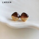LnieerS999足銀針琥珀色美拉德耳釘復古氣質(zhì)高級感獨特耳環(huán)金色秋冬耳飾 琥珀方糖耳釘【S999足銀針】