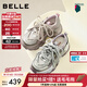 百麗（Belle）時(shí)尚撞色老爹鞋女2026春新厚底增高機能風(fēng)休閑鞋B3014AM6 金色 36 (230mm)