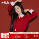 FILA 斐樂(lè )官方楊冪同款馬上起飛腮紅毛衣女士編織外套2026春時(shí)尚開(kāi)衫