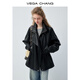 VEGA CHANG【高智黑】啞光黑皮衣女2026新款春收腰酷颯皮衣外套 甜酷黑 L