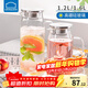 樂(lè )扣樂(lè )扣玻璃冷水壺帶把手耐熱高溫涼水壺家用涼白開(kāi)水杯大容量花茶泡茶壺 不銹鋼蓋【1.2L】