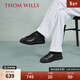THOM WILLS男士休閑皮鞋男冬季全牛皮板鞋男黑色英倫平底小黑鞋 黑色G073-1 41 /7.5碼