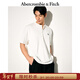 Abercrombie & Fitch經(jīng)典小麋鹿圖案男裝25夏季美式重磅寬松亨利領(lǐng)短袖T恤 白色 L (180/108A)尺碼偏大