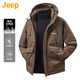 JEEP美國正品高端沖鋒羽絨服男士冬季防寒保暖派克服工裝連帽夾克外套 咖啡色 【官方正品】 XL 【充絨量160g左右】
