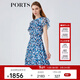 PORTS寶姿春夏新品女裝短袖長(cháng)連衣裙LM8D107MPS167 霧霾藍印花 M 6