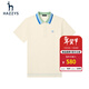 哈吉斯（HAZZYS）男裝 夏季款撞色復古年輕運動(dòng)短袖polo衫男ASTZE03BE22 米黃色OW 2XL (185/104A 52)
